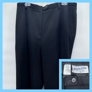 Pendleton Women's‎ Black Virgin Wool Tall Trousers Size 18